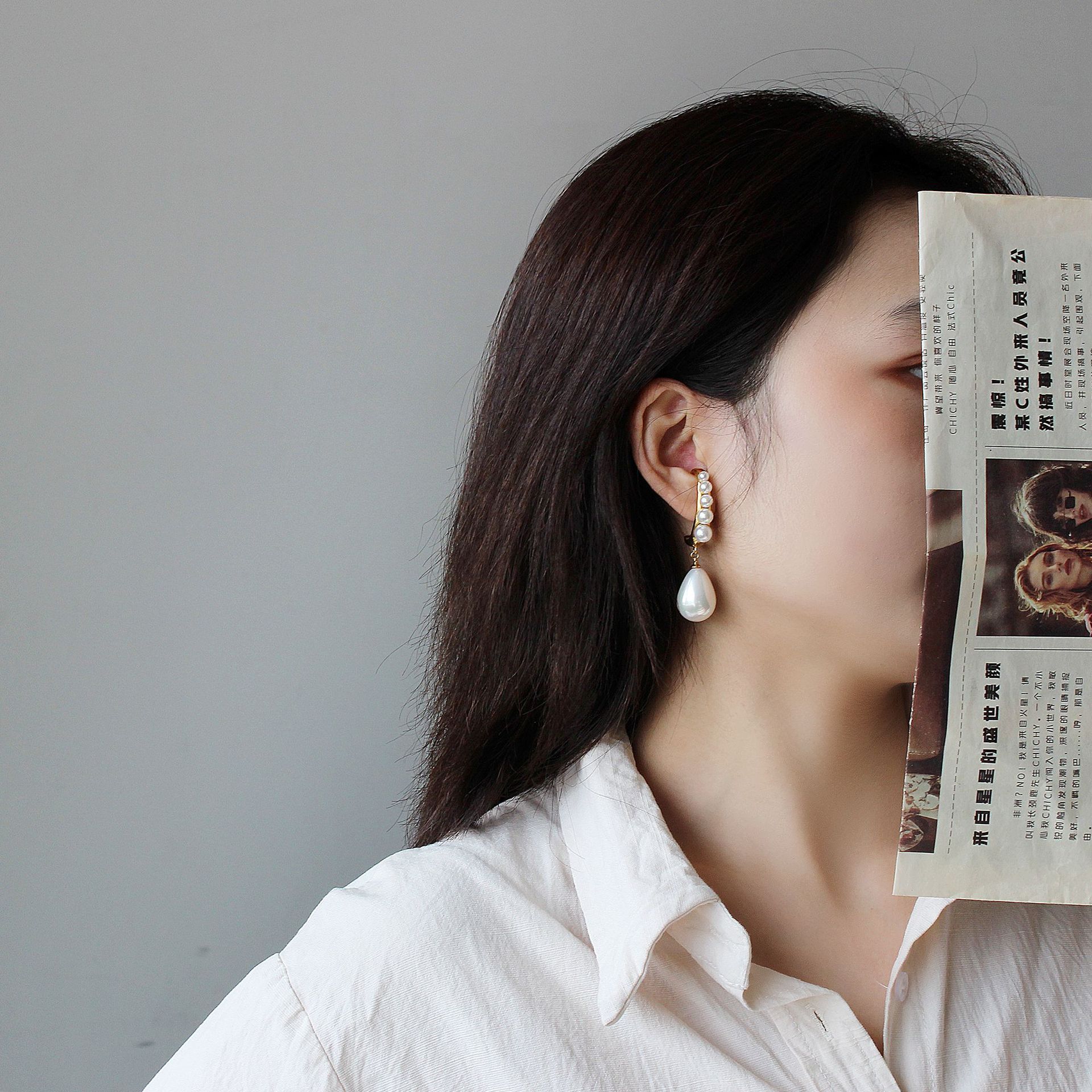 Silver Needle Net Red New Ins Pearl Earrings