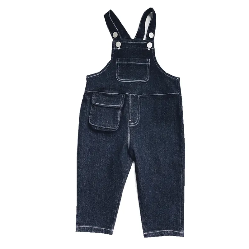 Children's Denim Overalls with Front Pockets Casual Streetwear Pants