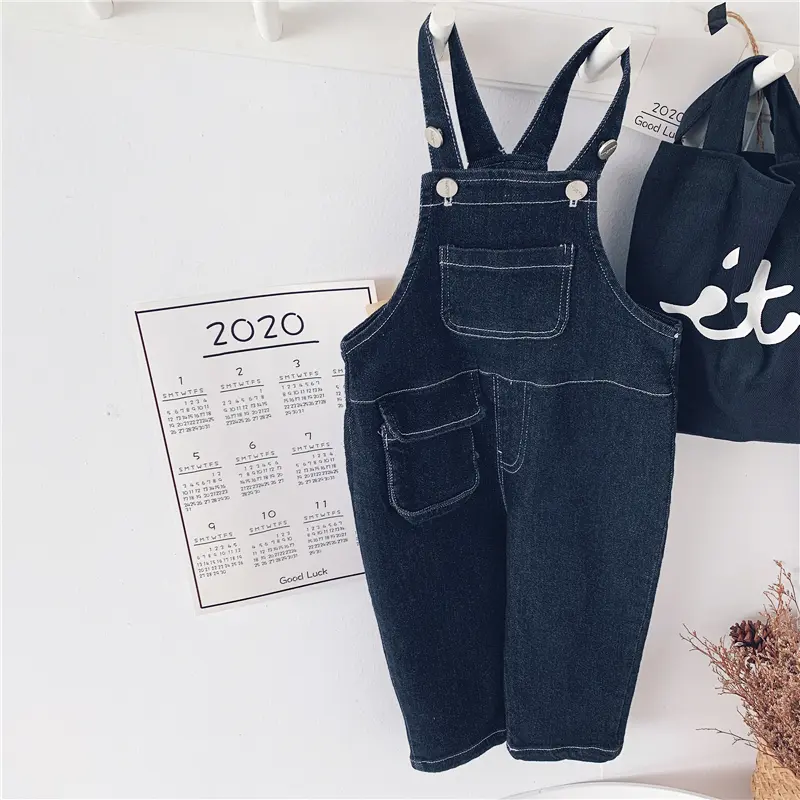 Xiaojie Boys' Solid Color Denim Overalls Autumn New Children's Korean Denim Pants Trend
