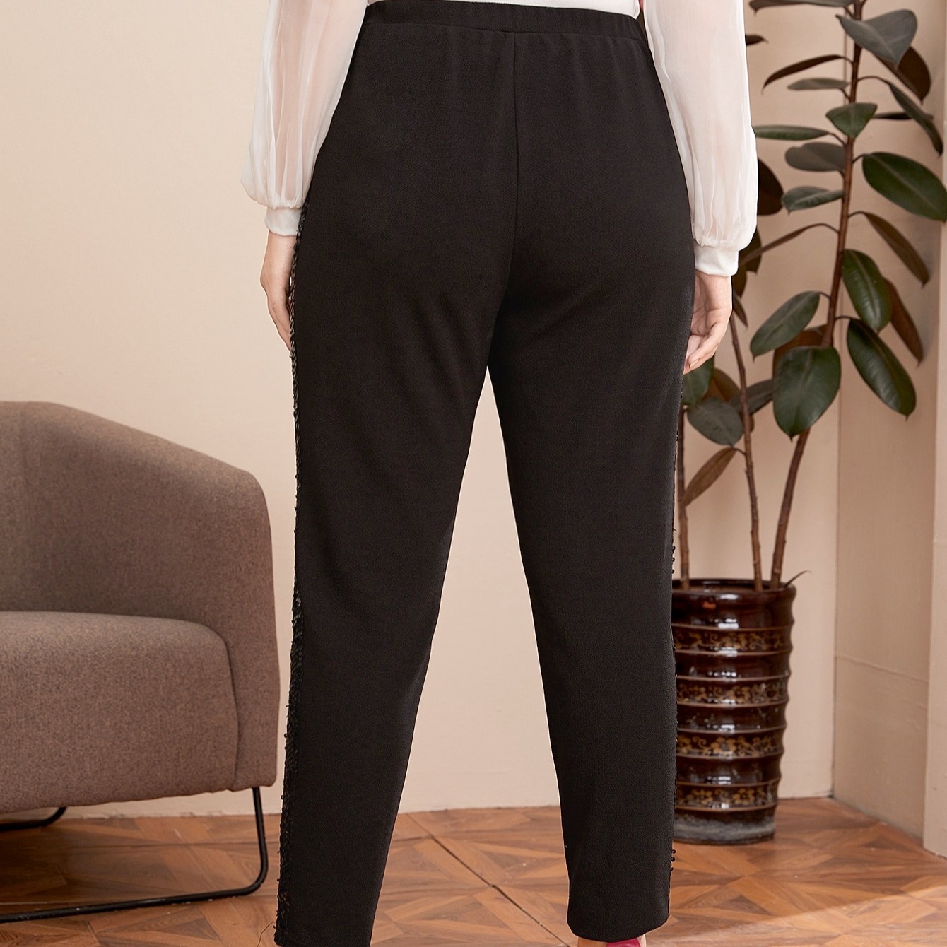 Title 6, Pantaloni Crop Donna Taglie Forti con Paillette...