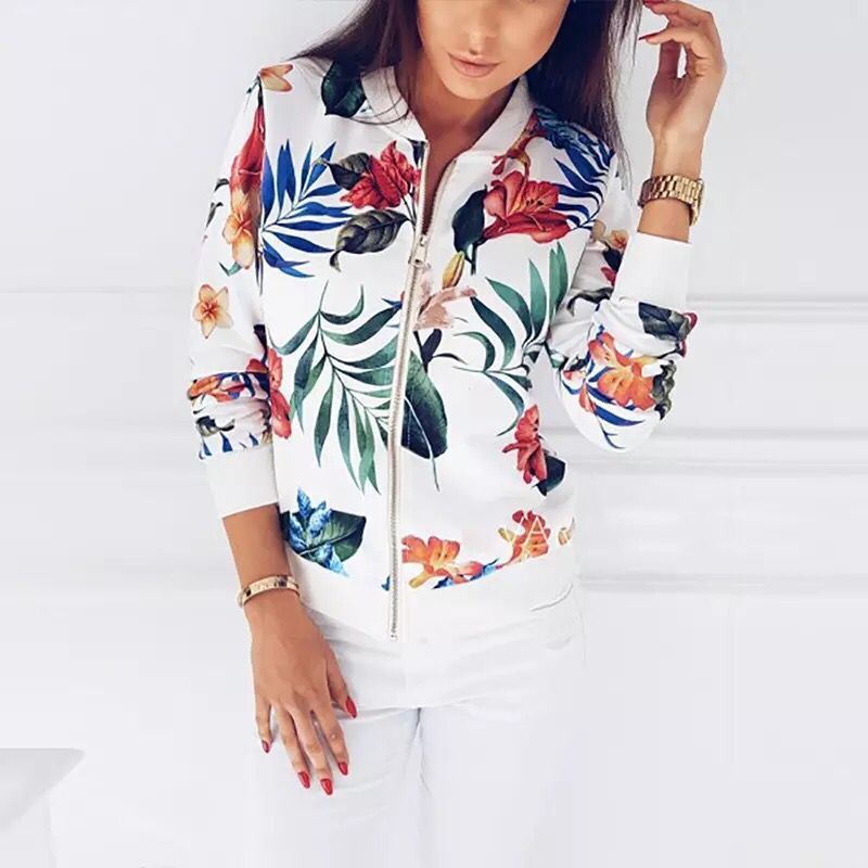 Fashion Long Sleeve Printed Slim Jacket