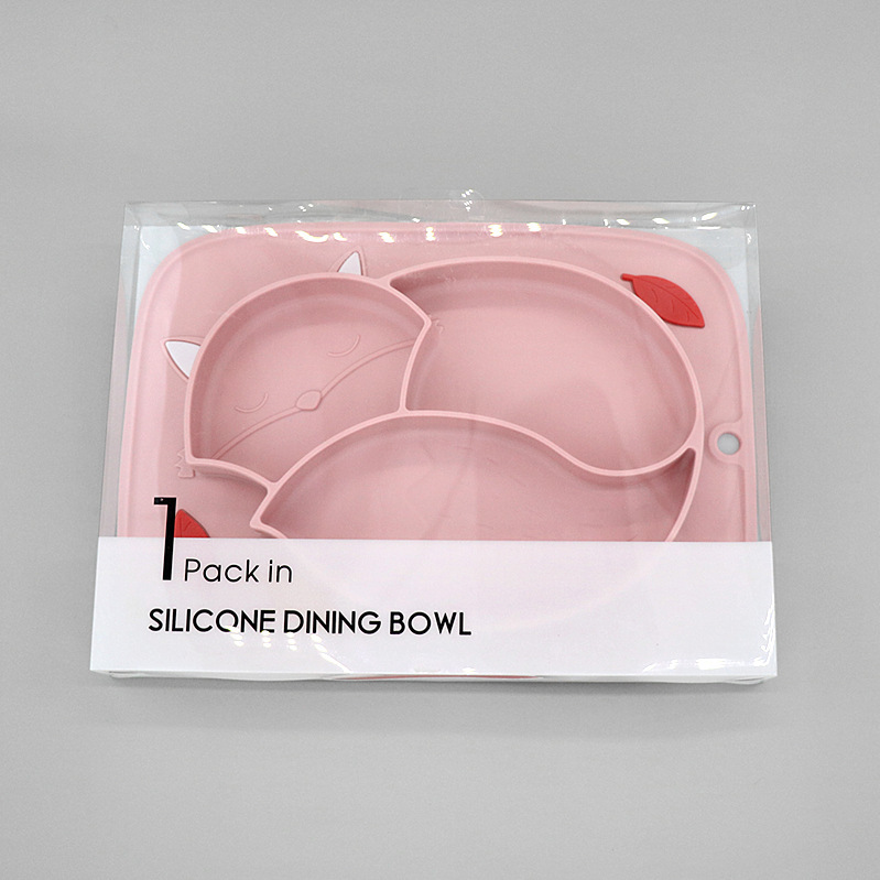 1617764646210 - Color Matching Soft Cute Fox Strong Adsorption Platinum Silicone Dinner Plate Integrated Children'S Non-Slip Partitioned Dinner Plate