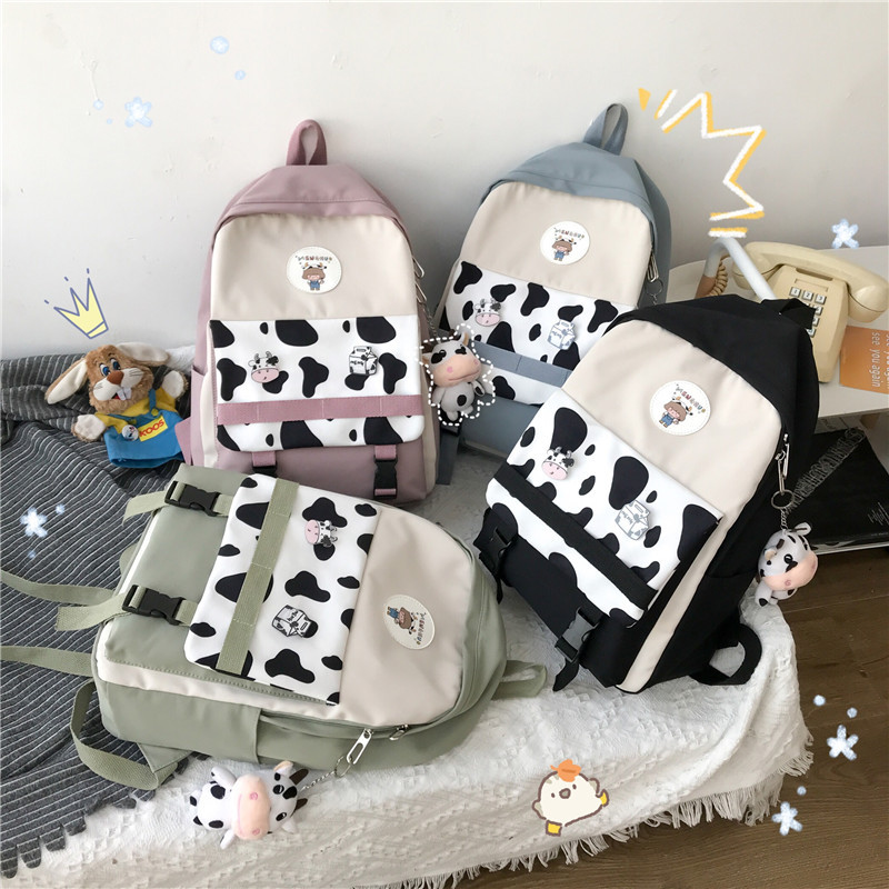 Title 2, Small Fresh Girl Fashion Cow Pattern Contrast C...