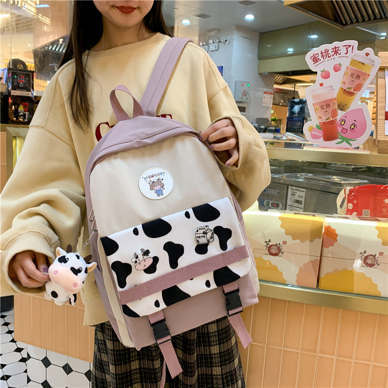 Title 3, Small Fresh Girl Fashion Cow Pattern Contrast C...