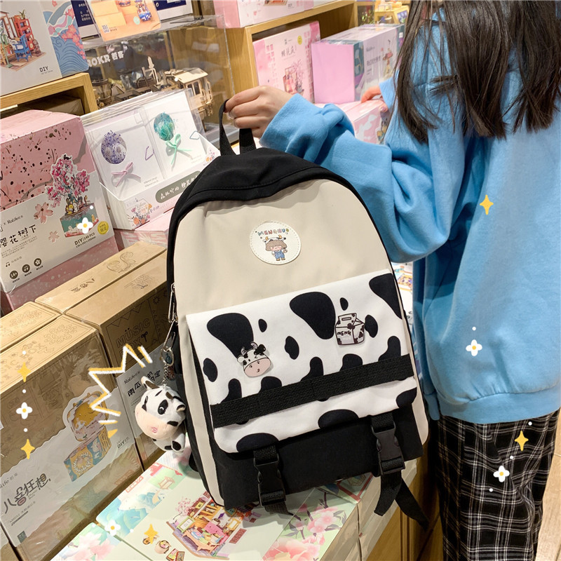 Title 6, Small Fresh Girl Fashion Cow Pattern Contrast C...