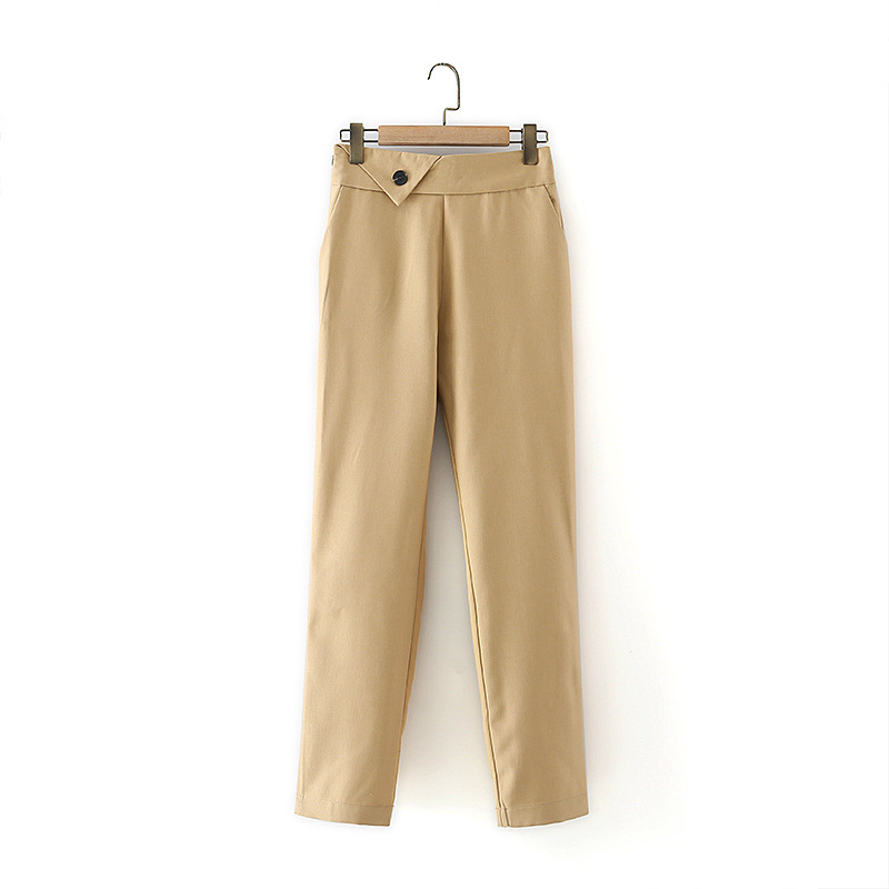 Title 3, One-button Back Elastic Straight-leg Casual Pants