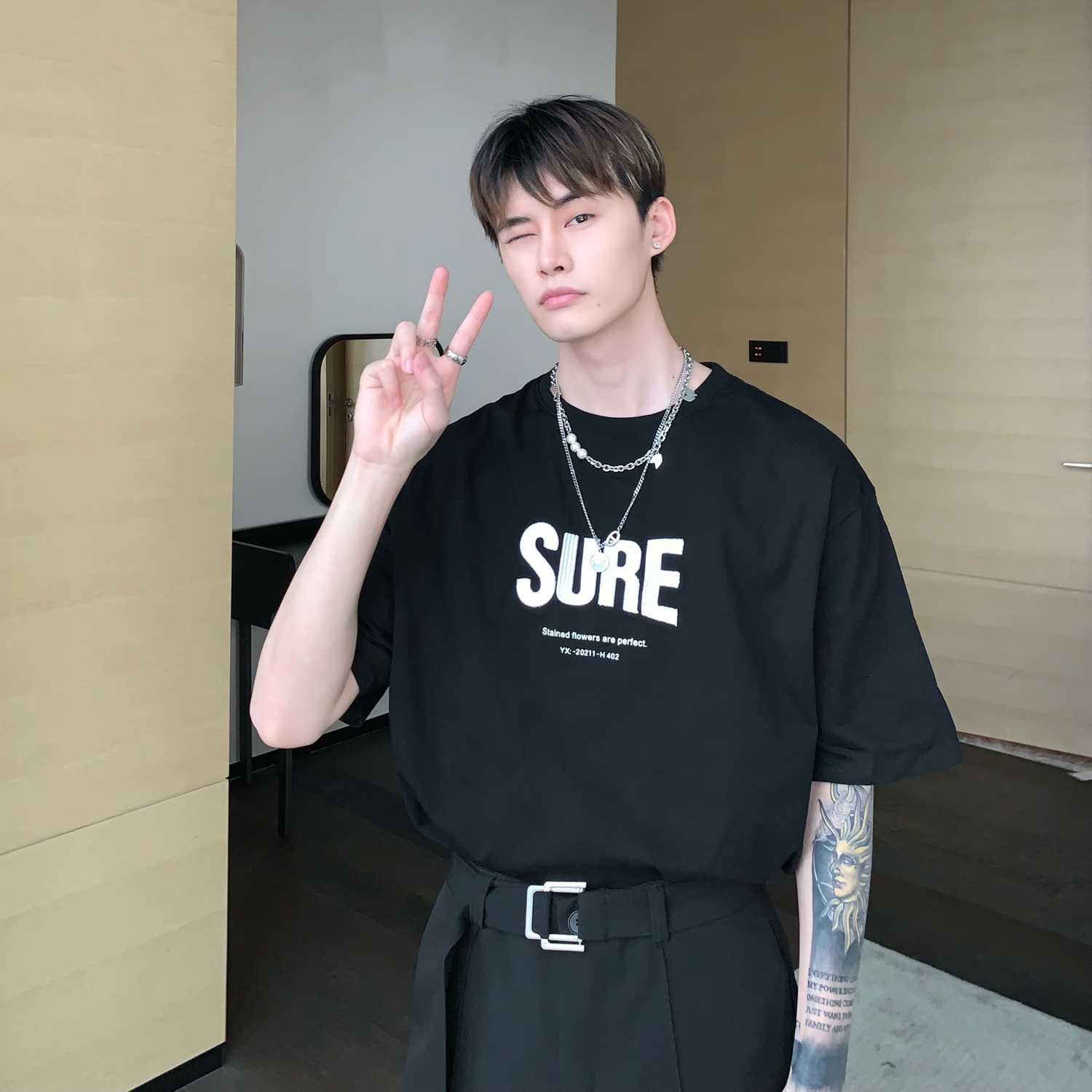 T-shirt Men's Three-Dimensional Letter Embroidery Couple Short Sleeves