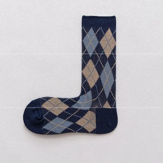 High Quality Japanese Women's Socks, Rhombic Line, College Style Navy - Shop at LoveMi