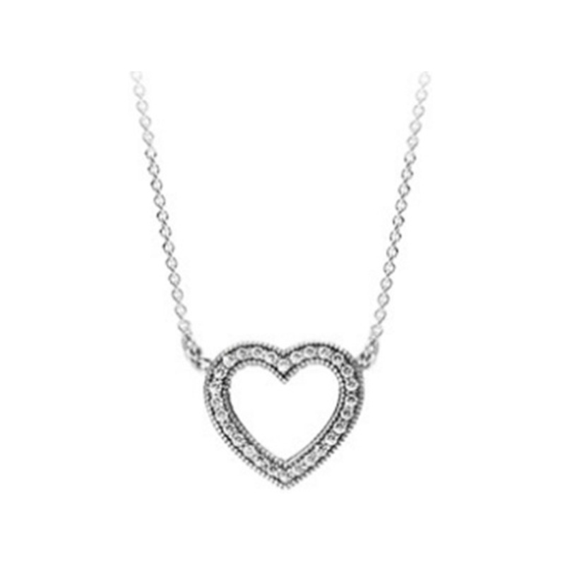 S925 Sterling Silver Necklace Rose Gold Love Heart With Diamonds