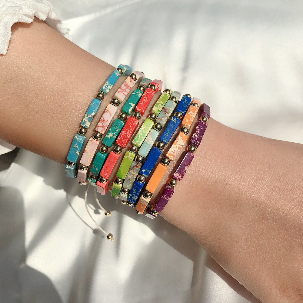 Cube Color Fantasy Agate Braided Bracelet