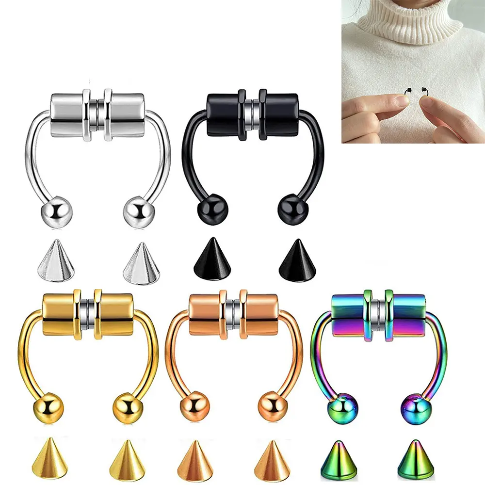 Stainless Steel Magnet False Nose Ring Horseshoe