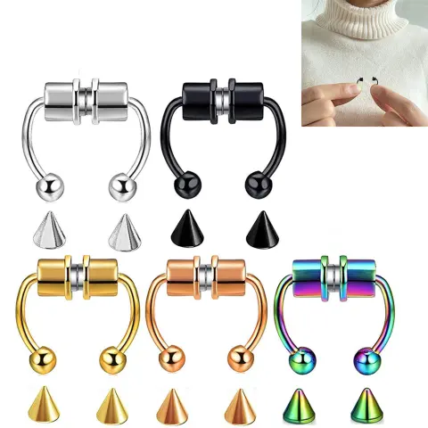 Stainless Steel Magnet False Nose Ring Horseshoe