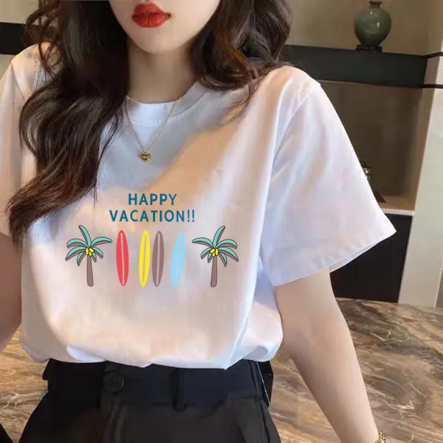 Pure Cotton Women's Loose Slim Round Neck Top Cartoon Print Short Sleeved Ins Summer T Shirt New Trend B Xl - Shop at LoveMi