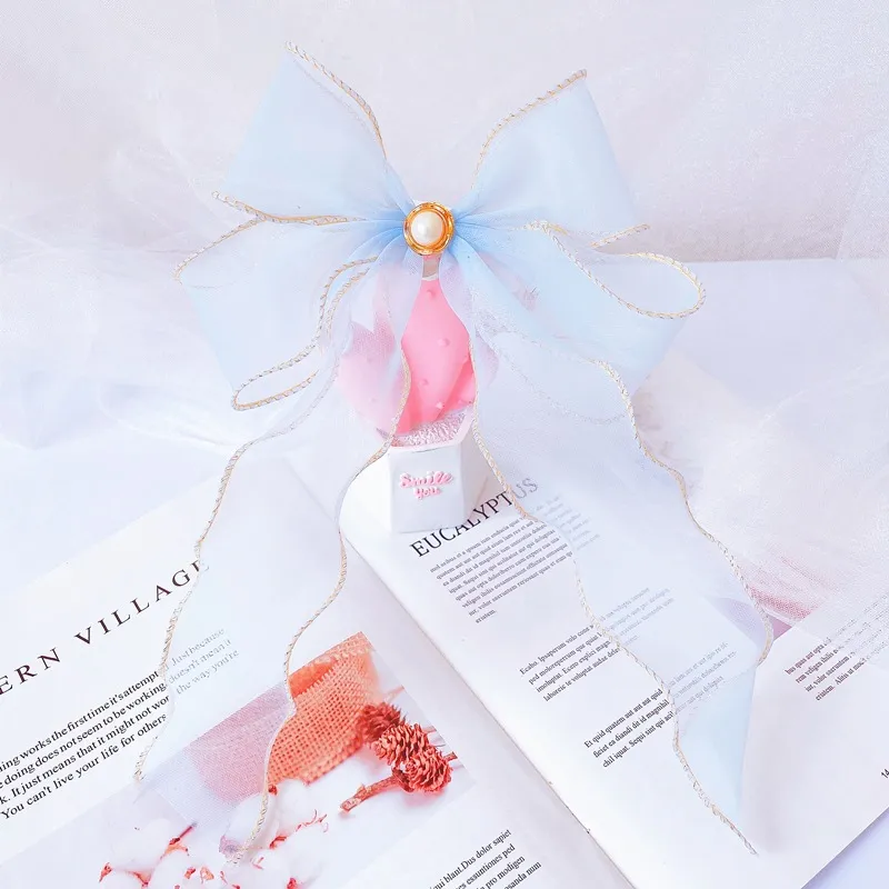 Teddy Lace Bow Snood Bib Jewelry - Light Blue