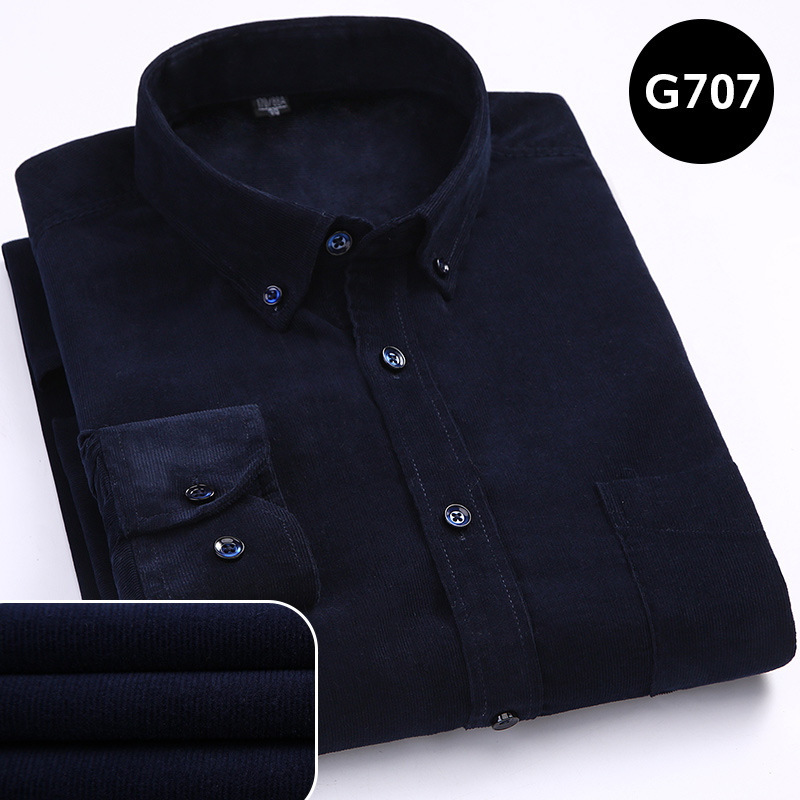 Men's comfortable shirt new long-sleeved button-neck corduroy shirt casual cotton plus size