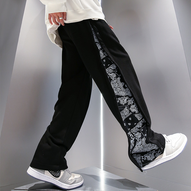 Casual Pants Men'S Straight Cashew Flower-Breasted Thickened Guard Pants Men'S Versatile Loose