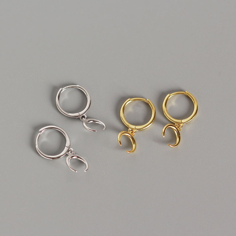 Cute Female Moon Crescent Shaped Geometric Earrings