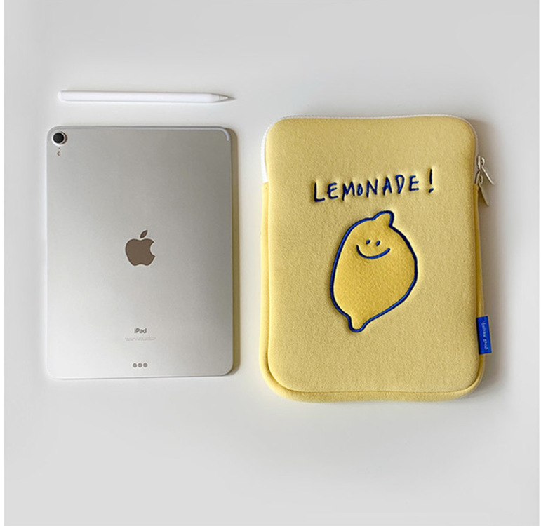 Compatible with Apple, Winter Korean Ins Niche Design Lemon Embroidery Letters IPad Tablet Laptop Bag Storage Bag — foto 4