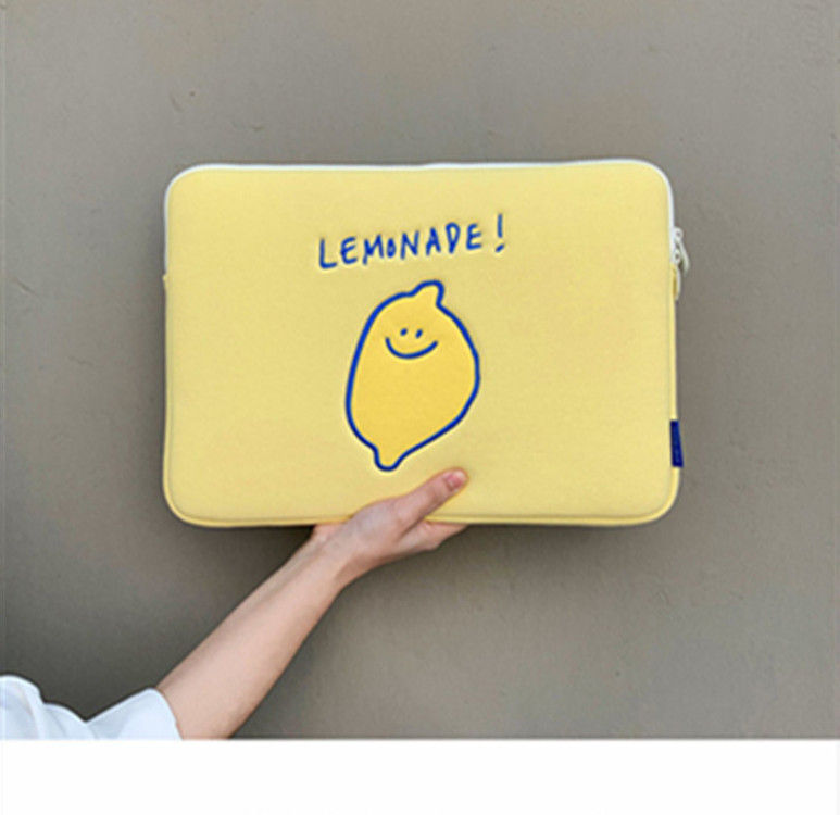 Compatible with Apple, Winter Korean Ins Niche Design Lemon Embroidery Letters IPad Tablet Laptop Bag Storage Bag — foto 6