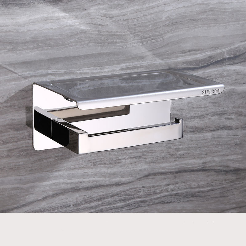 Cross Border Amazon 304 Stainless Steel Non Perforated Tissue Holder Mobile Phone Storage Rack Toilet Paper Holder Tissue Box Toilet Paper Holder