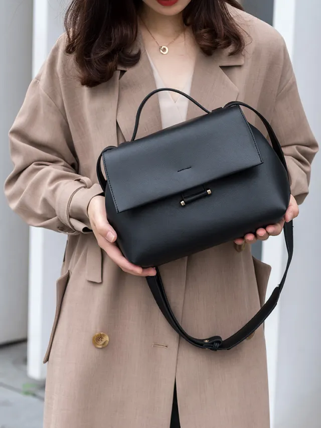 New Fashion Workplace Handbag Wild Casual Diagonal Bag Simple Shoulder Bag Commuter Bag Female Black - Shop at LoveMi