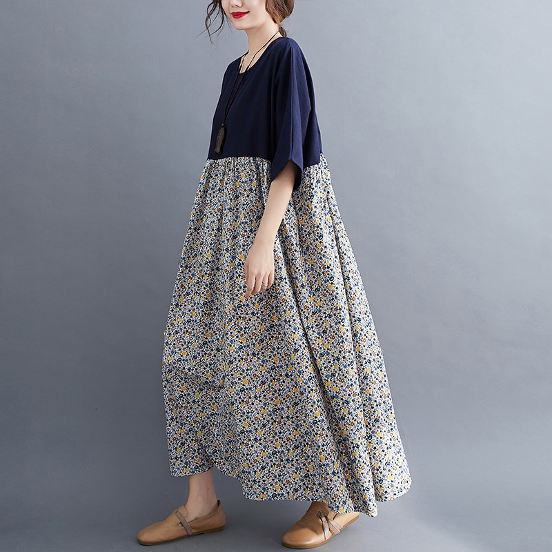 Floral Large Swing Loose Short-Sleeved Dress