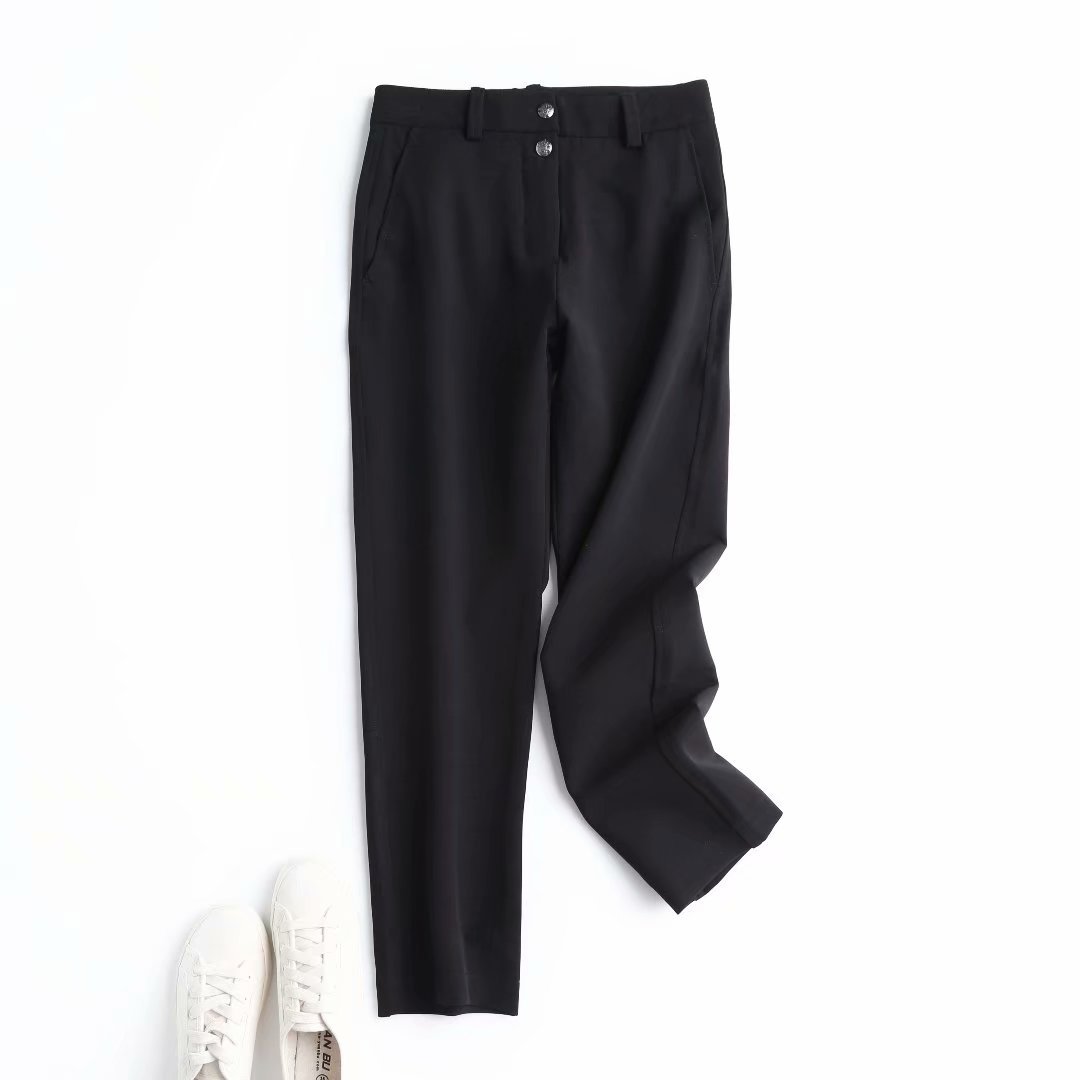 Title 3, Dames casual broek met twee knopen Rechte pijpe...