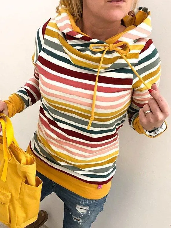 Women's Casual Printed Long Sleeved Sweater Yellow - Shop at LoveMi