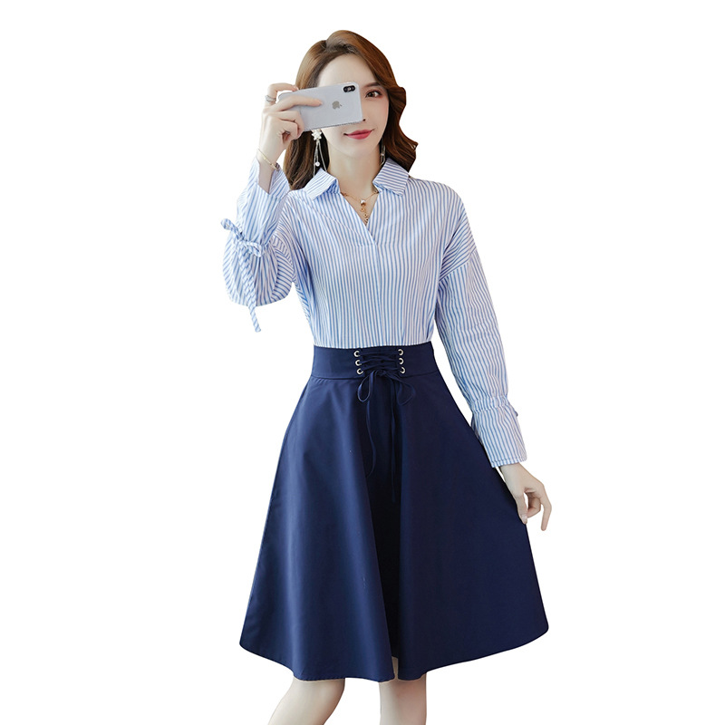 New Casual Fashion Women's Small Fresh Striped Shirt Top