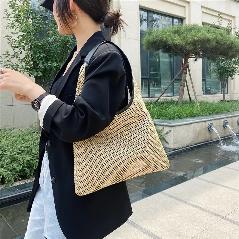 Fashion Rattan Women Shoulder Bags Wikcer Woven Female Handbags