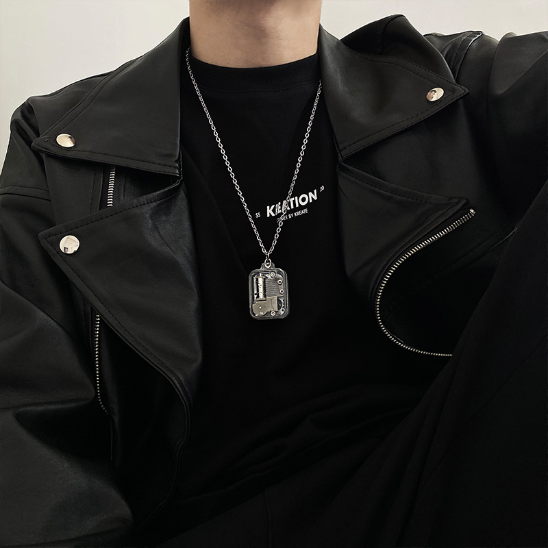 Niche Healing Couple Necklace Men and Women Sky City Music Box Music Box Necklace Hip Hop Pendant Sweater Chain