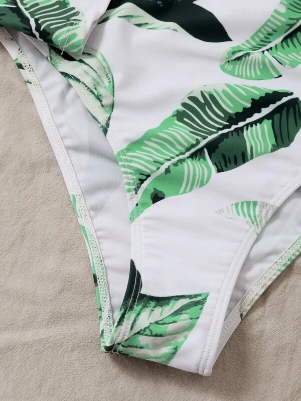  Swimsuit New Leaf Print Bikini European And American Sexy Long-Sleeved One-Piece Swimsuit