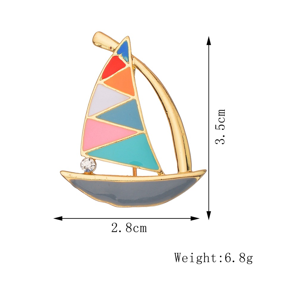 Title 2, Nieuwe Eenvoudige Druppelende Zeilboot Broche E...