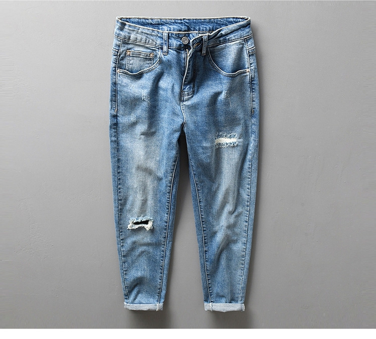 Jeans Men's Autumn Cotton Cropped Trousers