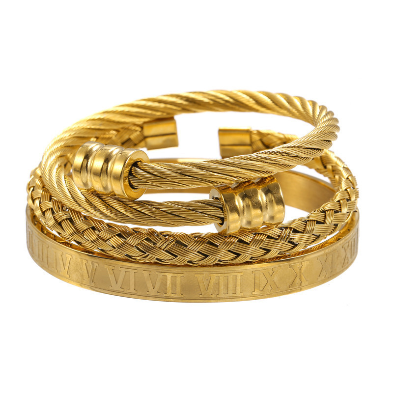 Retro Personality All-match Roman Letter Woven Square Stainless Steel Bracelet Bracelet