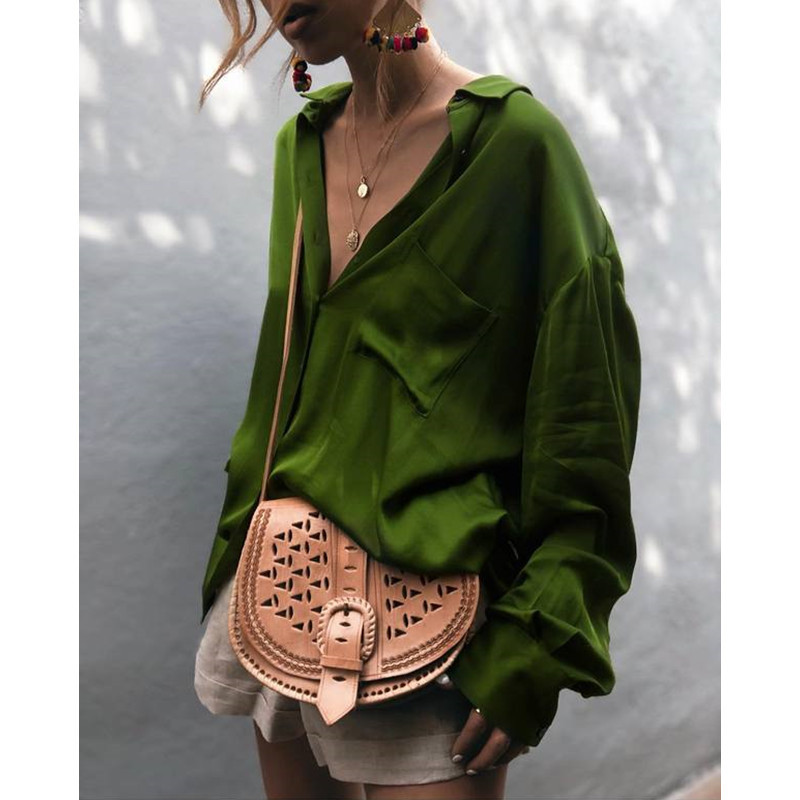 Long Sleeve Button Cardigan Women Loose Shirt