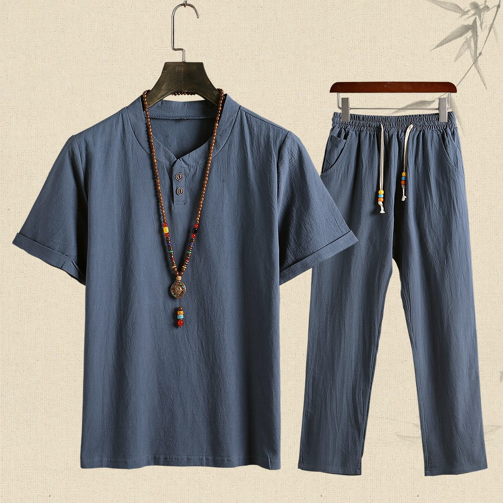 Two-piece Linen Short-sleeved T-shirt And Trousers