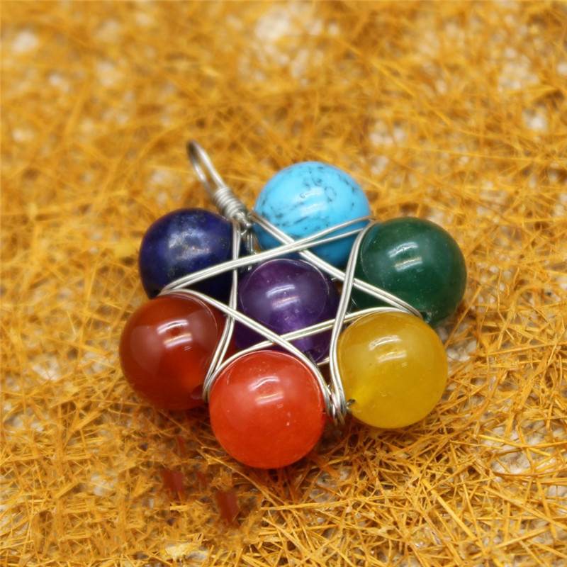 Ethnic Style Seven-color Small Flower Handmade Pendant Yellow Agate Jewelry