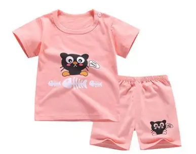Children's Suit Two-Piece Short, Boy And Girl Cartoon Short-Sleeved Suit, New Special Offer, Drop Shipping