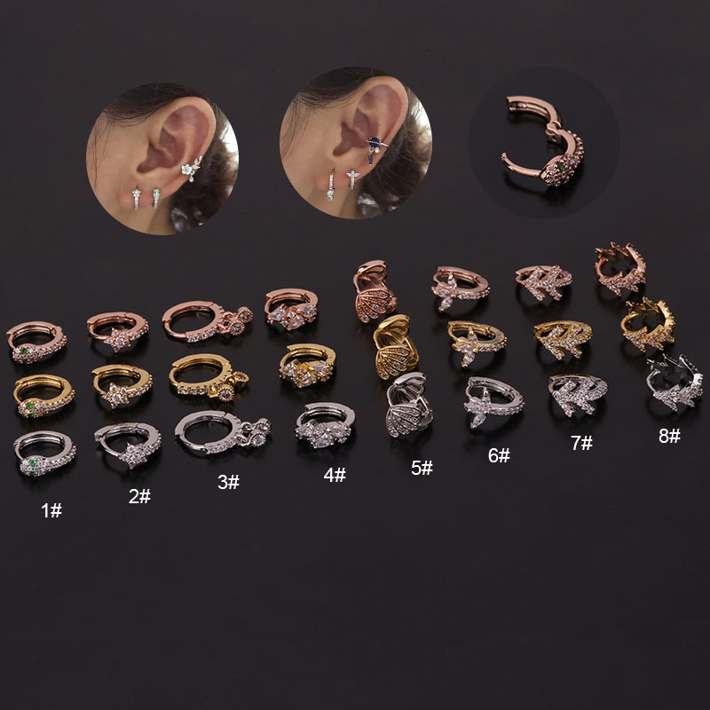 Creative Snake shaped Round Ear Bone Bbuckle Micro lnlaid zircon Earrings