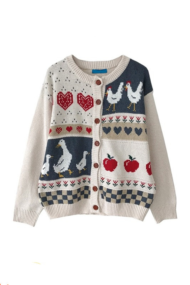 Gentle Japanese Jacquard Korean Version Was Thin All-match Cardigan Jacket Sweater