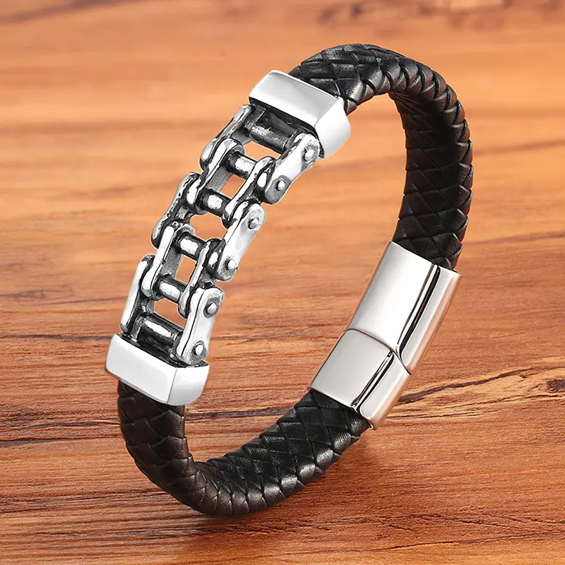 Leather Braided Bracelet, Custom Men'S Cowhide Jewelry