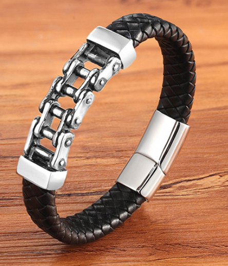Leather Leather Braided Bracelet, Leather Bracelet, Custom Leather Bracelet, Men'S Cowhide Jewelry — foto 5