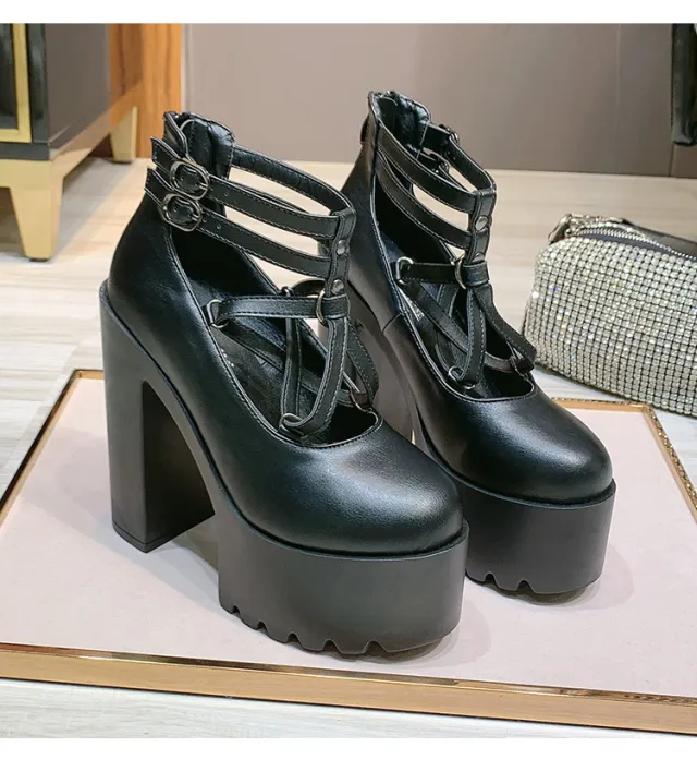 Model All Match Single Shoes 15CM New Female High Heeled Platform Black - Shop at LoveMi