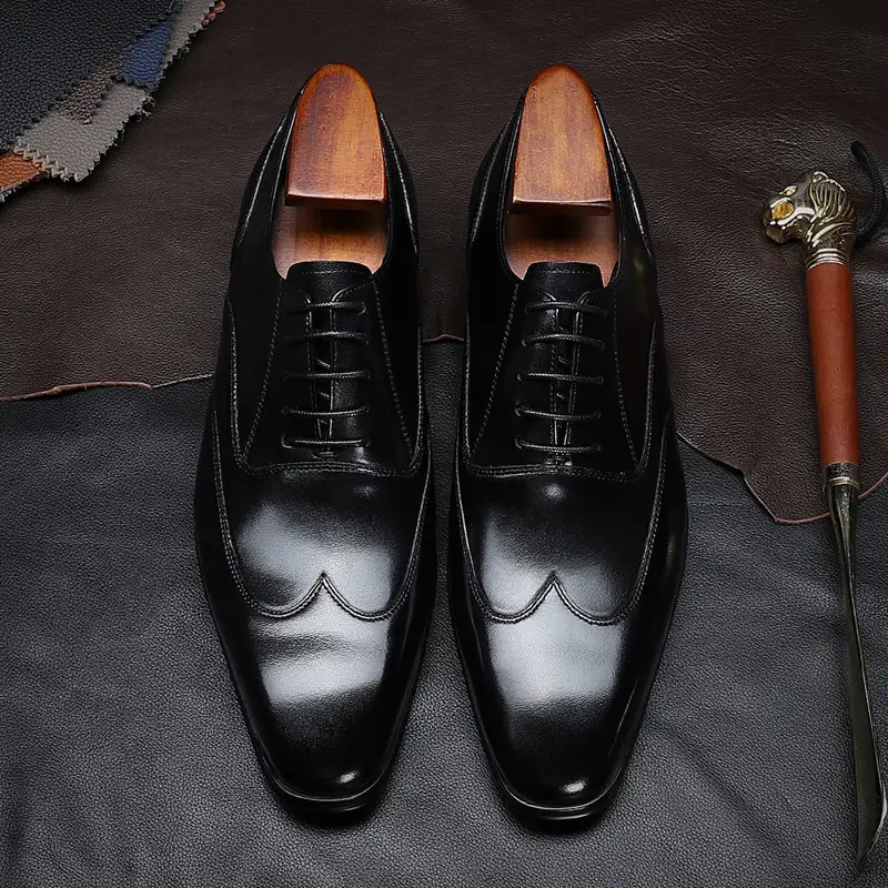 Small square toe Korean style Brock men's shoes