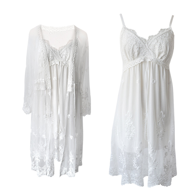 Title 4, Womens Nightgowns White Lace 2-Pics Robes 