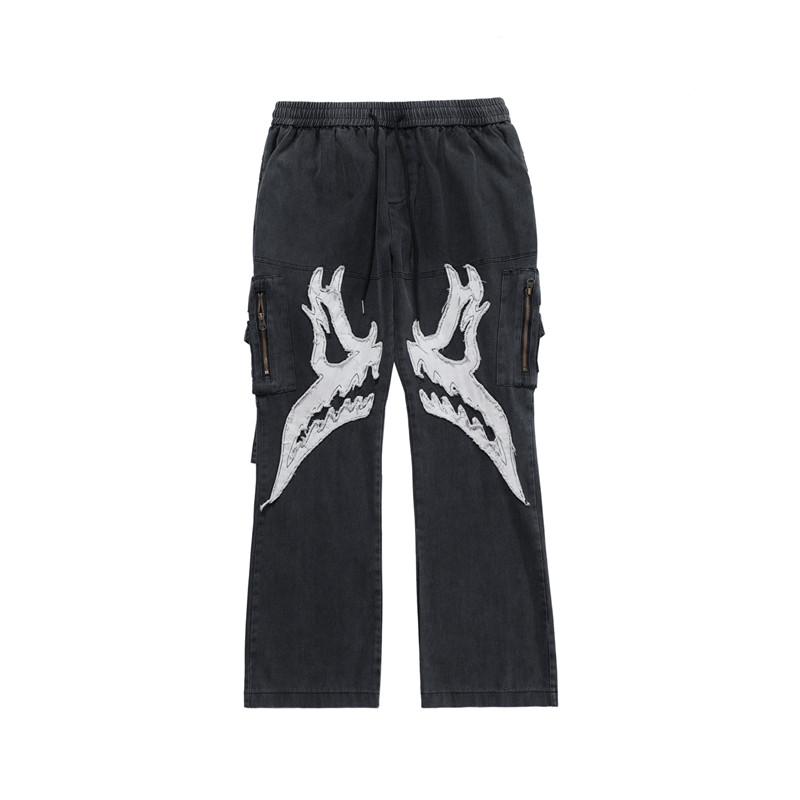 Multi-pocket Zipper Patch Men's Trousers Silhouette Casual Pants