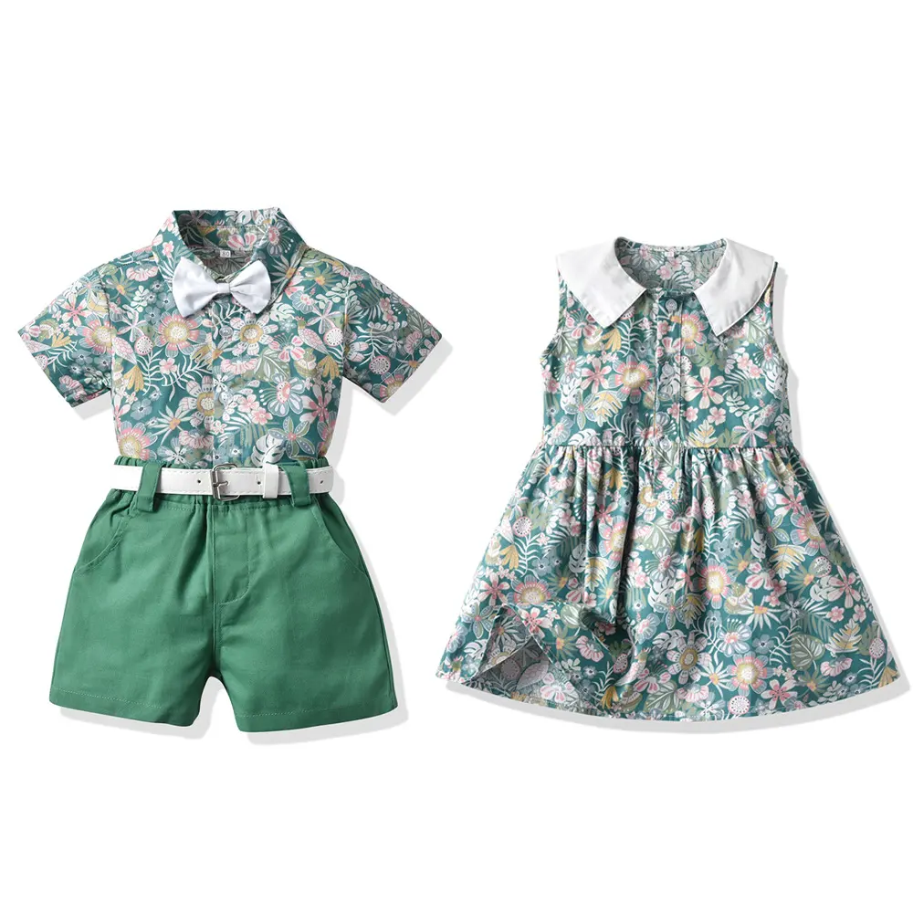 Children's Clothing Siblings Printing Beach Style Vacation Leisure Suit