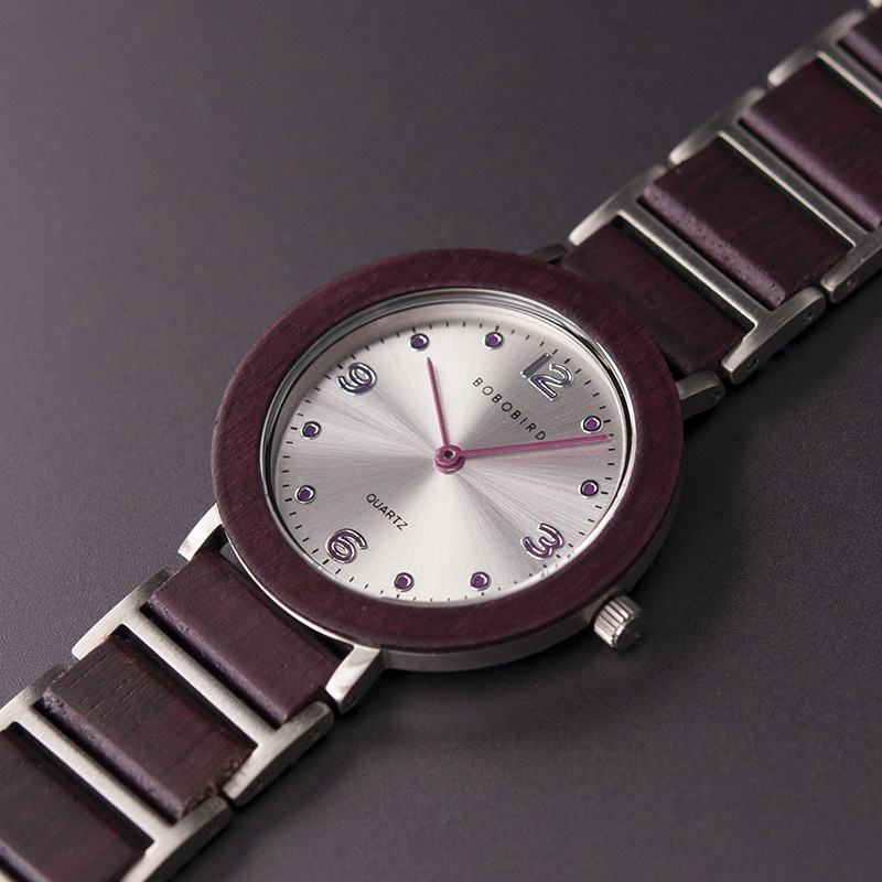  Quartz Wood Watch Waterproof Stainless Steel Casual Watch