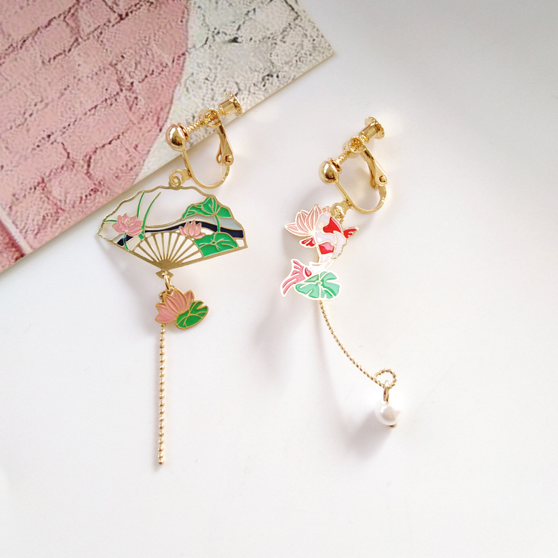 Fan Earrings Retro National Style Temperament